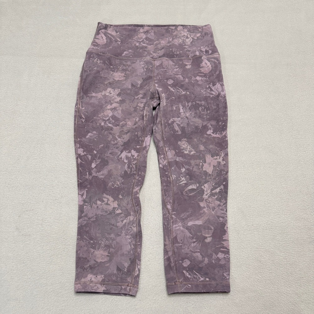 Lululemon Align Crop Leggings Women‎ 10 Purple Rejuvenate Dark Multi Yoga 21"